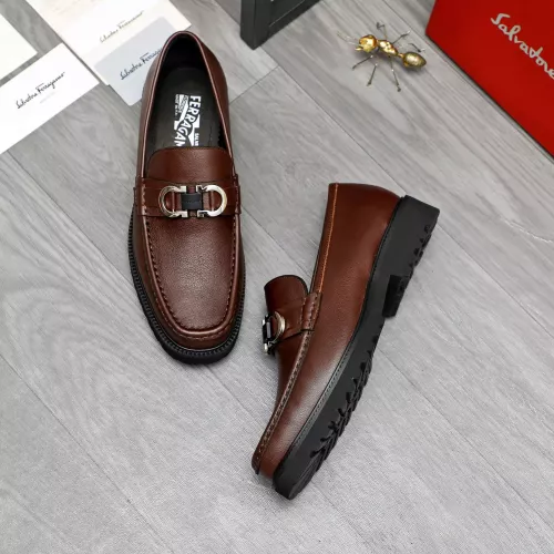 Replica Salvatore Ferragamo Leather Shoes For Men #1380579 $100.00 USD for Wholesale