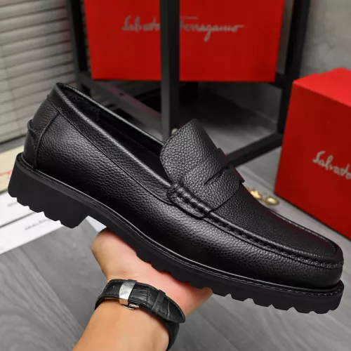 Replica Salvatore Ferragamo Leather Shoes For Men #1380646 $85.00 USD for Wholesale