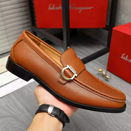 Replica Salvatore Ferragamo Leather Shoes For Men #1380657 $85.00 USD for Wholesale
