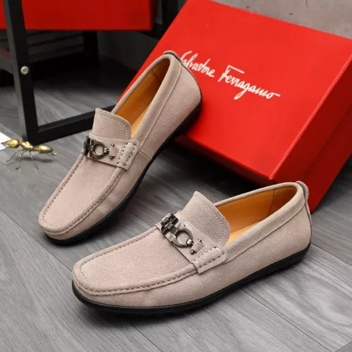 Replica Salvatore Ferragamo Leather Shoes For Men #1380677 $82.00 USD for Wholesale