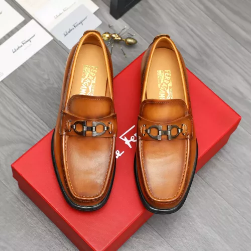 Replica Salvatore Ferragamo Leather Shoes For Men #1380680 $85.00 USD for Wholesale