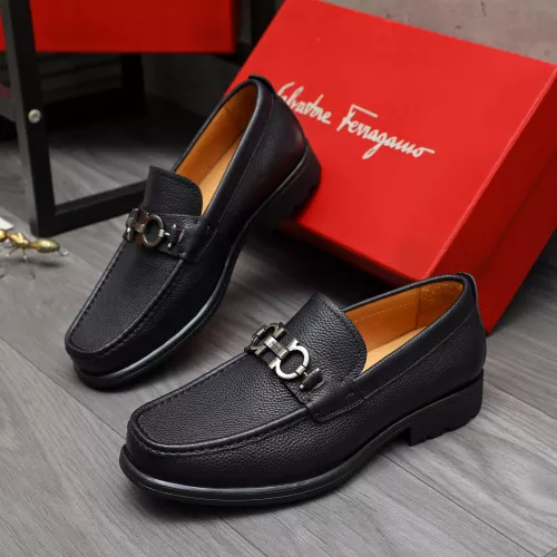 Replica Salvatore Ferragamo Leather Shoes For Men #1380681 $85.00 USD for Wholesale