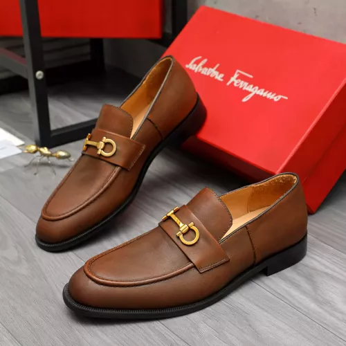 Replica Salvatore Ferragamo Leather Shoes For Men #1380691 $85.00 USD for Wholesale