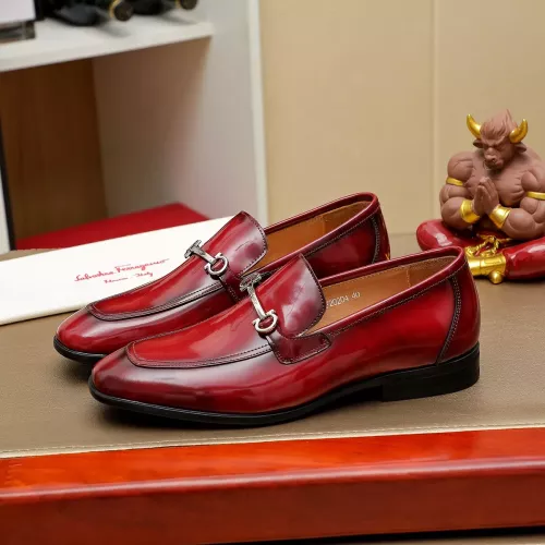 Replica Salvatore Ferragamo Leather Shoes For Men #1381488 $88.00 USD for Wholesale