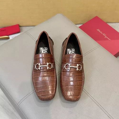 Replica Salvatore Ferragamo Leather Shoes For Men #1388086 $96.00 USD for Wholesale