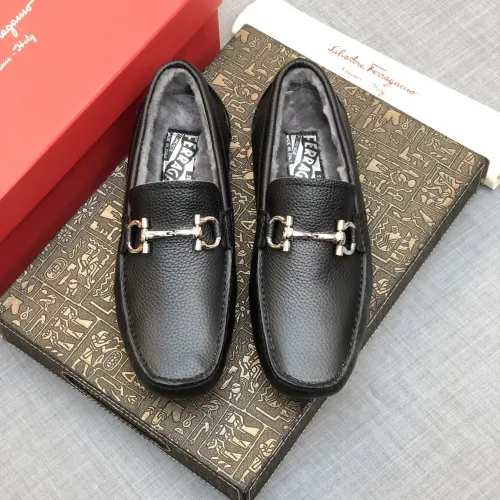 Replica Salvatore Ferragamo Leather Shoes For Men #1399438 $98.00 USD for Wholesale