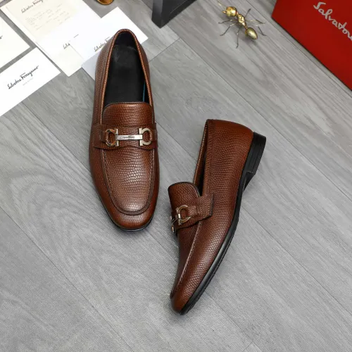 Replica Salvatore Ferragamo Leather Shoes For Men #1408687 $85.00 USD for Wholesale