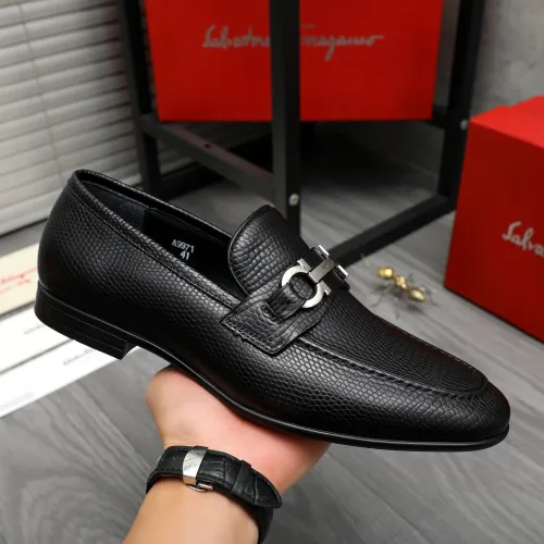 Replica Salvatore Ferragamo Leather Shoes For Men #1408688 $85.00 USD for Wholesale