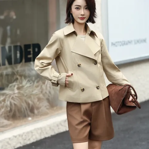 Burberry Trench Coat Long Sleeved For Women #1410241, $132.00 USD, [ITEM#1410241], Burberry Trench Coat