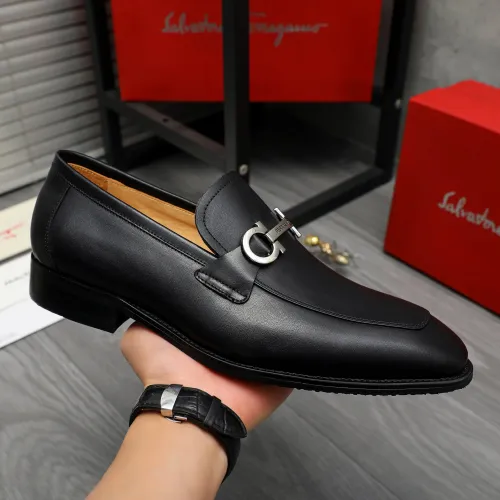 Replica Salvatore Ferragamo Leather Shoes For Men #1416543 $88.00 USD for Wholesale