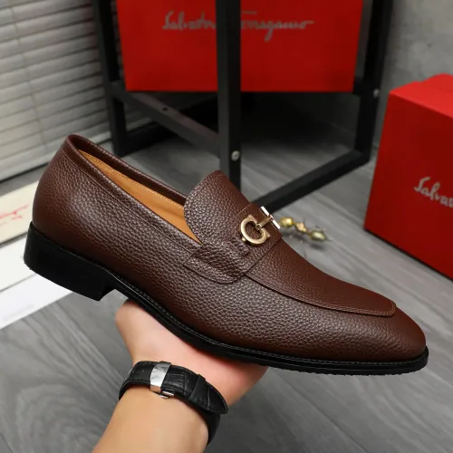 Replica Salvatore Ferragamo Leather Shoes For Men #1416556 $88.00 USD for Wholesale