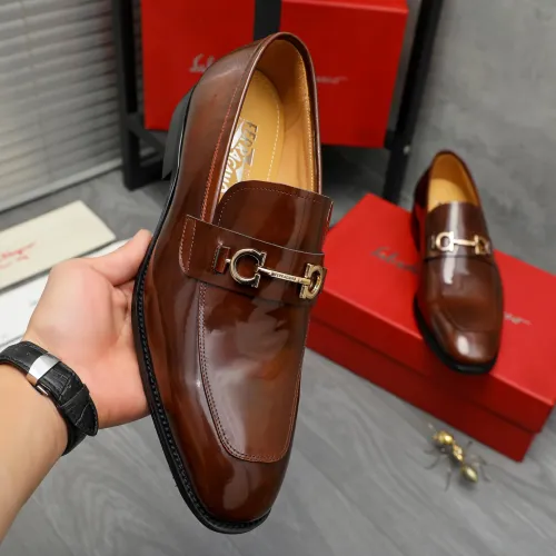Replica Salvatore Ferragamo Leather Shoes For Men #1416566 $88.00 USD for Wholesale