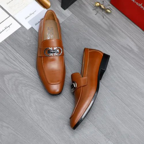 Replica Salvatore Ferragamo Leather Shoes For Men #1433543 $108.00 USD for Wholesale