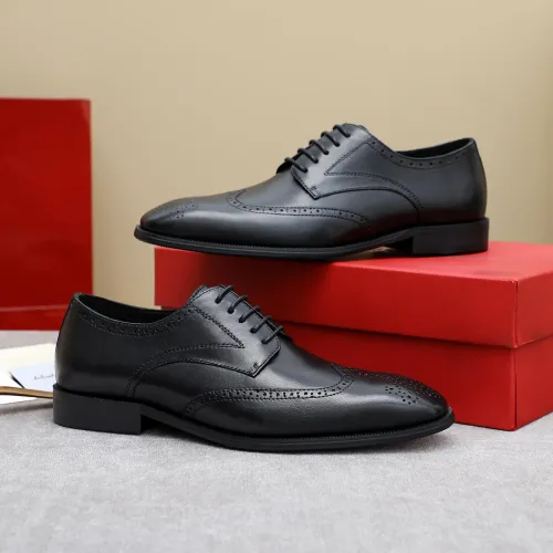 Replica Salvatore Ferragamo Leather Shoes For Men #1434142 $88.00 USD for Wholesale