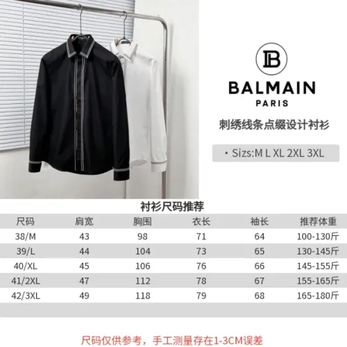 Replica Balmain Shirts Long Sleeved For Men #1439434 $72.00 USD for Wholesale
