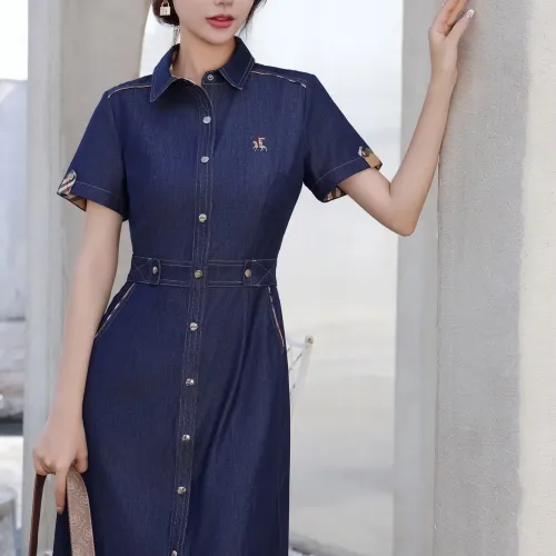 Replica Burberry Dresses Short Sleeved For Women #1440064 $85.00 USD for Wholesale