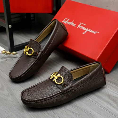Replica Salvatore Ferragamo Leather Shoes For Men #1443633 $80.00 USD for Wholesale