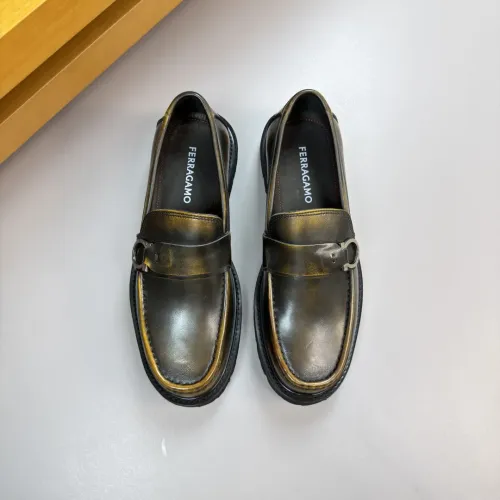 Replica Salvatore Ferragamo Leather Shoes For Men #1443640 $155.00 USD for Wholesale