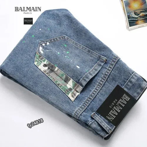 Replica Balmain Jeans For Men #1450916 $48.00 USD for Wholesale