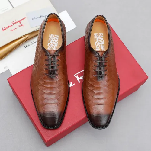 Replica Salvatore Ferragamo Leather Shoes For Men #1454973 $92.00 USD for Wholesale