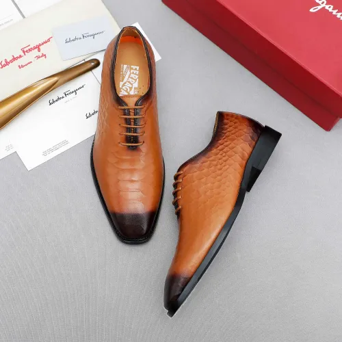 Replica Salvatore Ferragamo Leather Shoes For Men #1454974 $92.00 USD for Wholesale