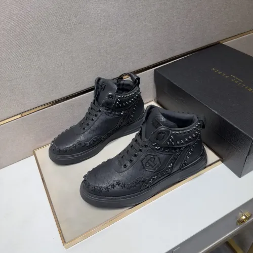 Replica Philipp Plein PP High Tops Shoes For Men #1455199 $132.00 USD for Wholesale