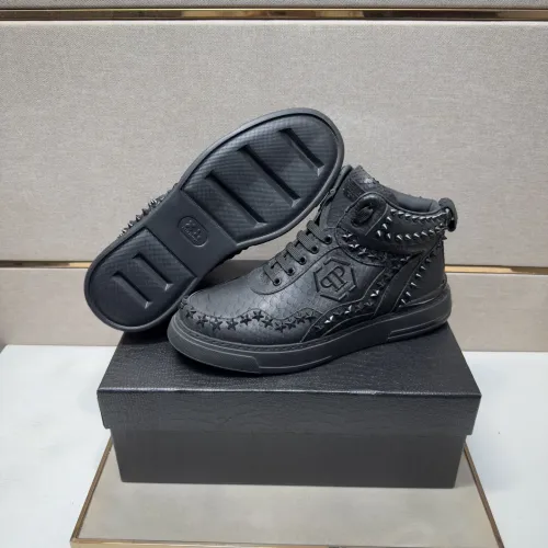 Replica Philipp Plein PP High Tops Shoes For Men #1455199 $132.00 USD for Wholesale