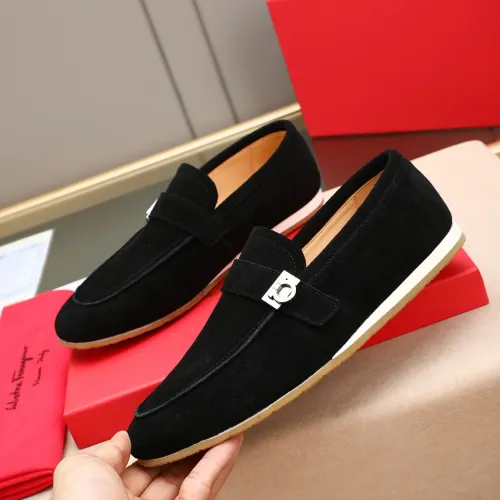 Replica Salvatore Ferragamo Leather Shoes For Men #1455659 $92.00 USD for Wholesale