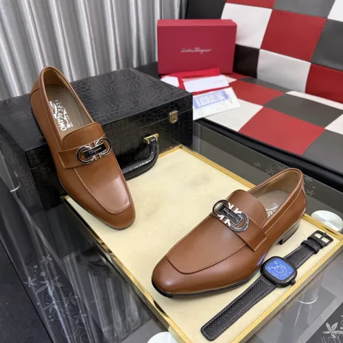 Replica Salvatore Ferragamo Leather Shoes For Men #1463610 $108.00 USD for Wholesale