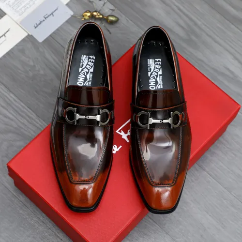 Replica Salvatore Ferragamo Leather Shoes For Men #1480639 $92.00 USD for Wholesale